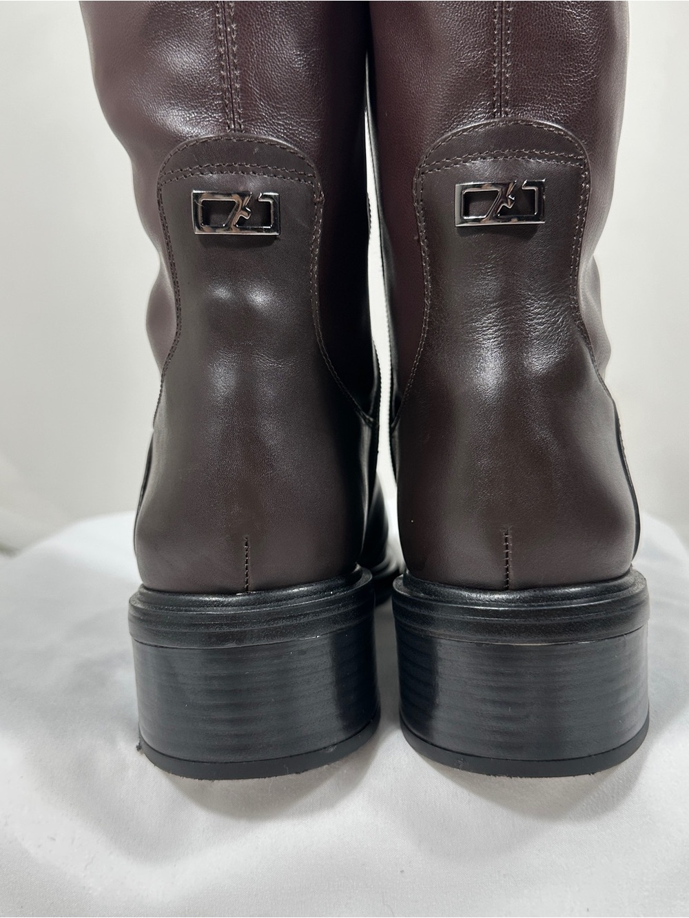 Franco Sarto Gisella Knee High Boots Burgundy Leather Low Heel Side Zip Size 9M - Picture 9 of 15